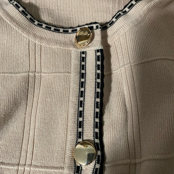 Adrianna Papell Tipped Button Front Cardigan Large - Picture 5 of 7